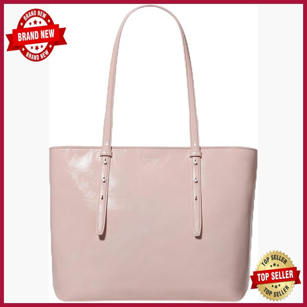 Large Leather Tote Bag with Zipper Closure and Shoulder Strap